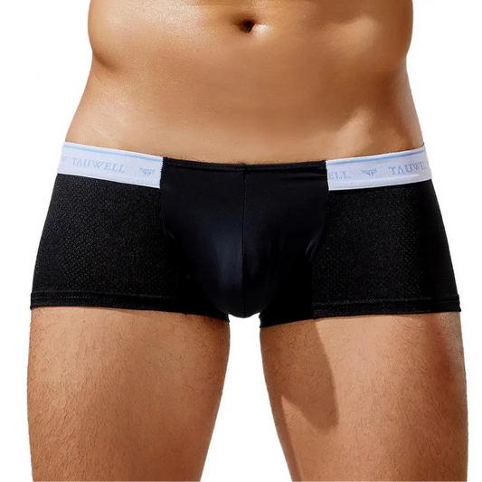 a hot man in black TAUWELL White Collar Mini Trunks - pridevoyageshop.com - gay men’s thongs, boxers, briefs and jockstraps
