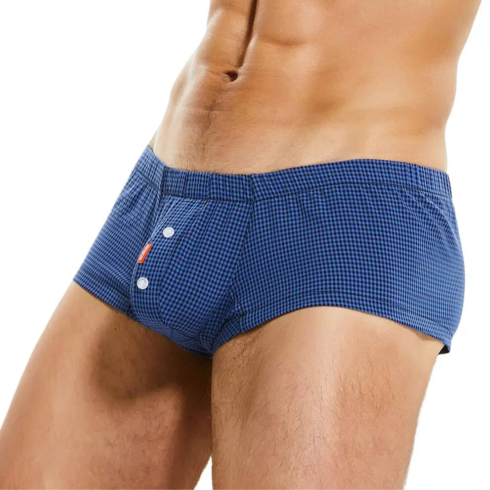 a hot man in blue Brat Tamer Gingham Boxers - pridevoyageshop.com - gay men’s thongs, boxers, briefs and jockstraps