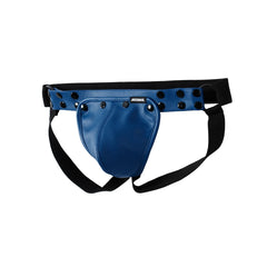 a hot man in blue Men’s Studded PU Leather Removable Pouch Jockstrap - pridevoyageshop.com - gay men’s thongs, boxers, briefs and jockstraps