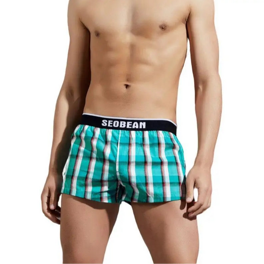 a hot man in blue Top Me Plaid Shorts - pridevoyageshop.com - gay men’s thongs, boxers, briefs and jockstraps