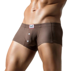 a hot man in brown Button Me Boxer Briefs - pridevoyageshop.com - gay men’s thongs, boxers, briefs and jockstraps
