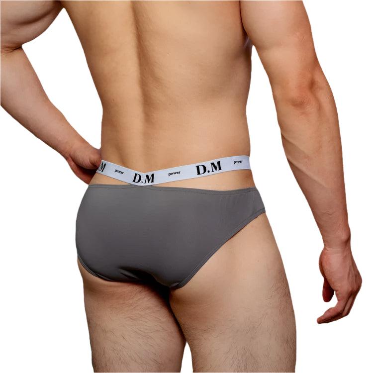 a hot man in dark gray DM Men’s Bulge-Boost Low-Rise Brief - pridevoyageshop.com - gay men’s thongs, boxers, briefs and jockstraps