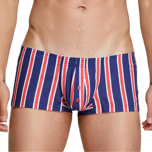 a hot man in drak blue CockCandy Stripes Boxers - pridevoyageshop.com - gay men’s thongs, boxers, briefs and jockstraps