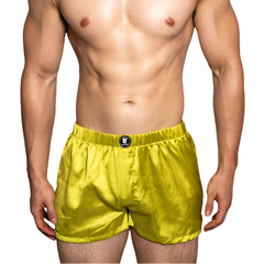 a hot man in gold DM Dirty Night Silk Boxers - pridevoyageshop.com - gay men’s thongs, boxers, briefs and jockstraps