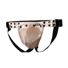 a hot man in gold Men’s Studded PU Leather Removable Pouch Jockstrap - pridevoyageshop.com - gay men’s thongs, boxers, briefs and jockstraps