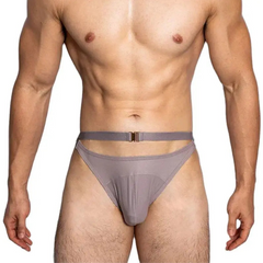 a hot man in gray DM Men’s Tummy Strap Jock Briefs - pridevoyageshop.com - gay men’s thongs, boxers, briefs and jockstraps