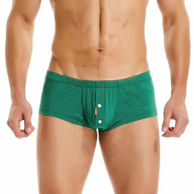 a hot man in green Brat Tamer Gingham Boxers - pridevoyageshop.com - gay men’s thongs, boxers, briefs and jockstraps