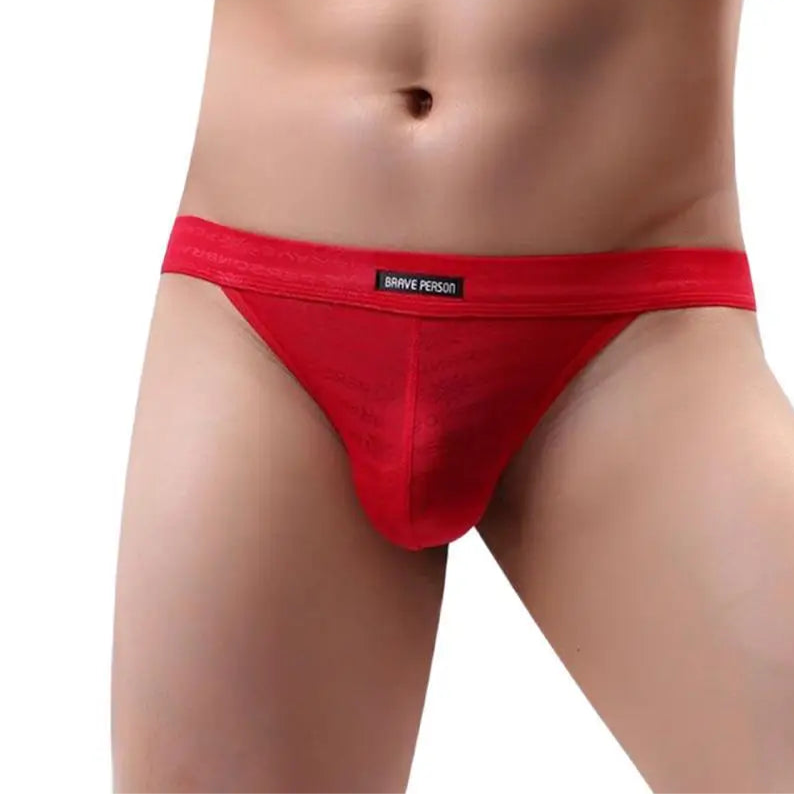 a hot man in red BRAVE PERSON Men’s Sheer Temptation Thong - pridevoyageshop.com - gay men’s thongs, boxers, briefs and jockstraps