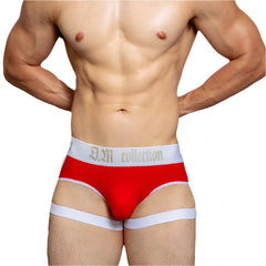 a hot man in red Men’s D.M. Garter Briefs - pridevoyageshop.com - gay men’s thongs, boxers, briefs and jockstraps
