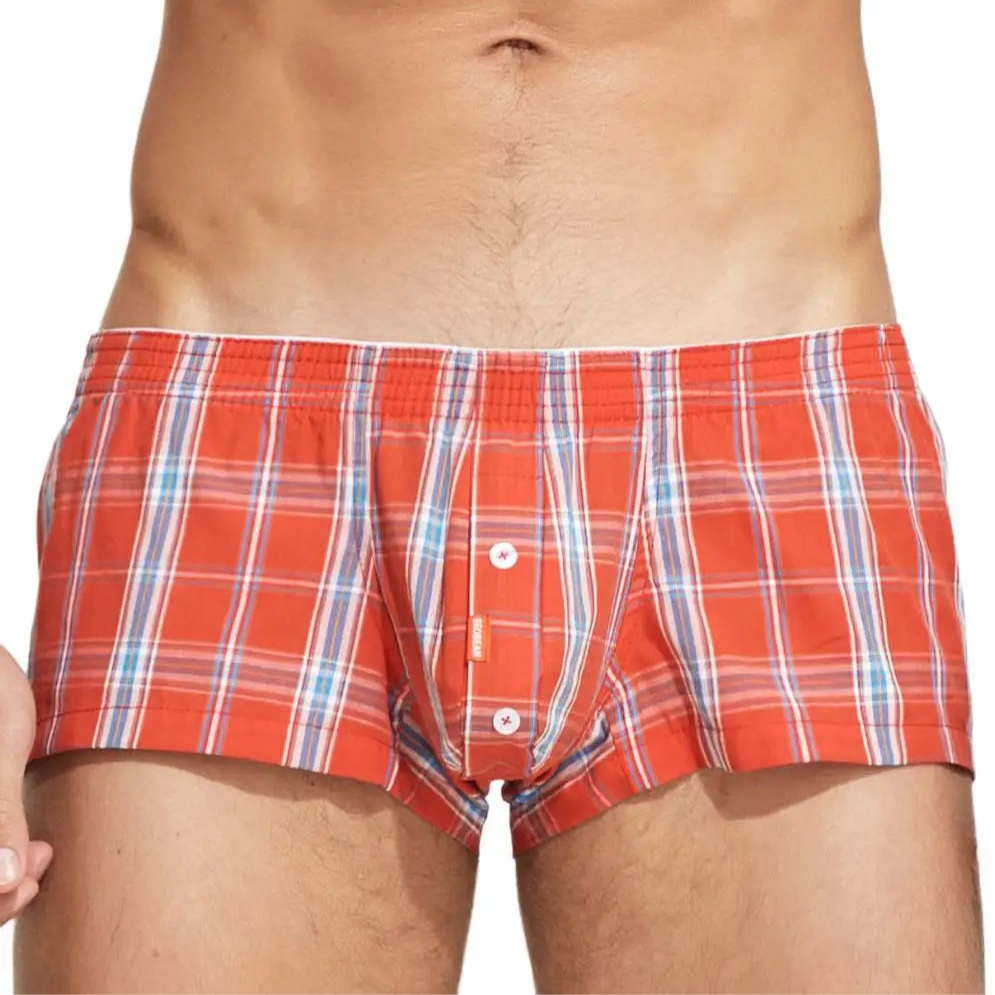 a hot man in red Plaid N’ Proud Boi Boxer Shorts - pridevoyageshop.com - gay men’s thongs, boxers, briefs and jockstraps
