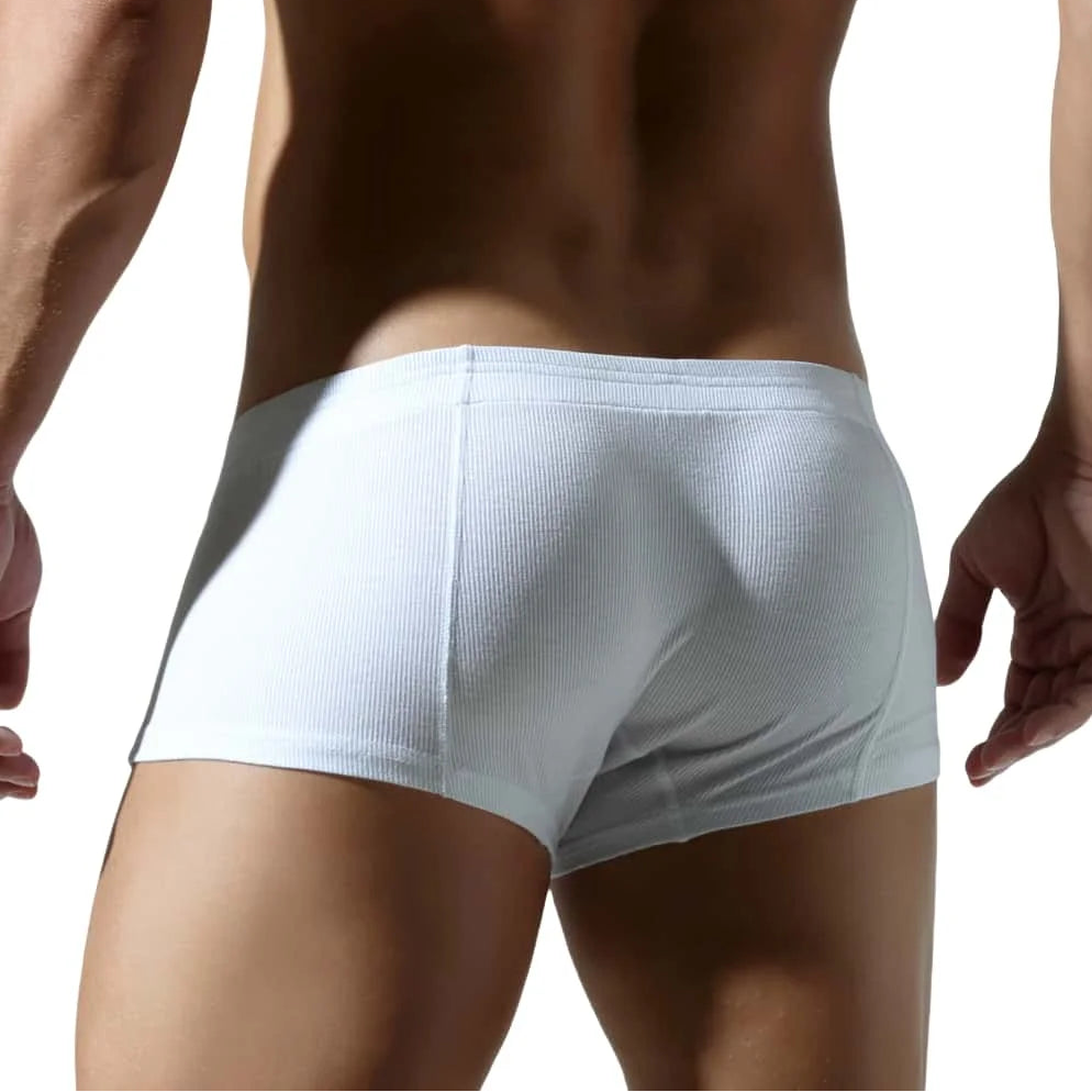 a hot man in white Button Me Boxer Briefs - pridevoyageshop.com - gay men’s thongs, boxers, briefs and jockstraps