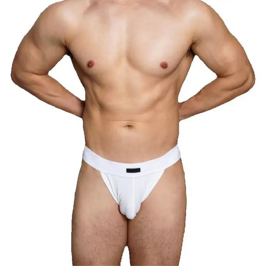 a hot man in white DM Men’s “Ribbed Master” Full-Coverage Brief - pridevoyageshop.com - gay men’s thongs, boxers, briefs and jockstraps