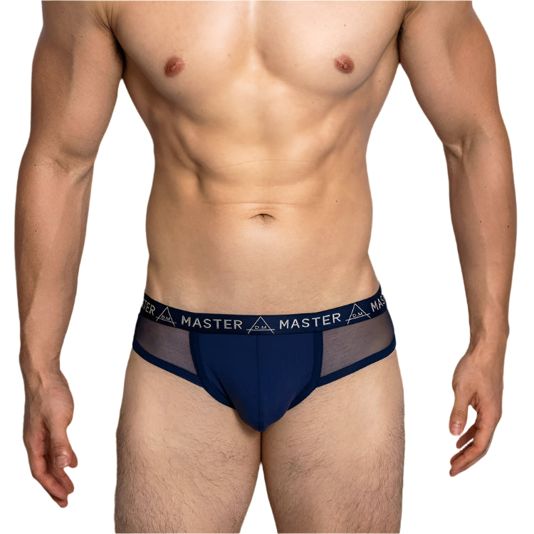 a sexy gay man in navy blue DM Men’s Master Mesh Jockstrap - pridevoyageshop.com - gay men’s thongs, boxers, briefs and jockstraps