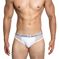 a sexy gay man in white DM Men’s Master Mesh Jockstrap - pridevoyageshop.com - gay men’s thongs, boxers, briefs and jockstraps