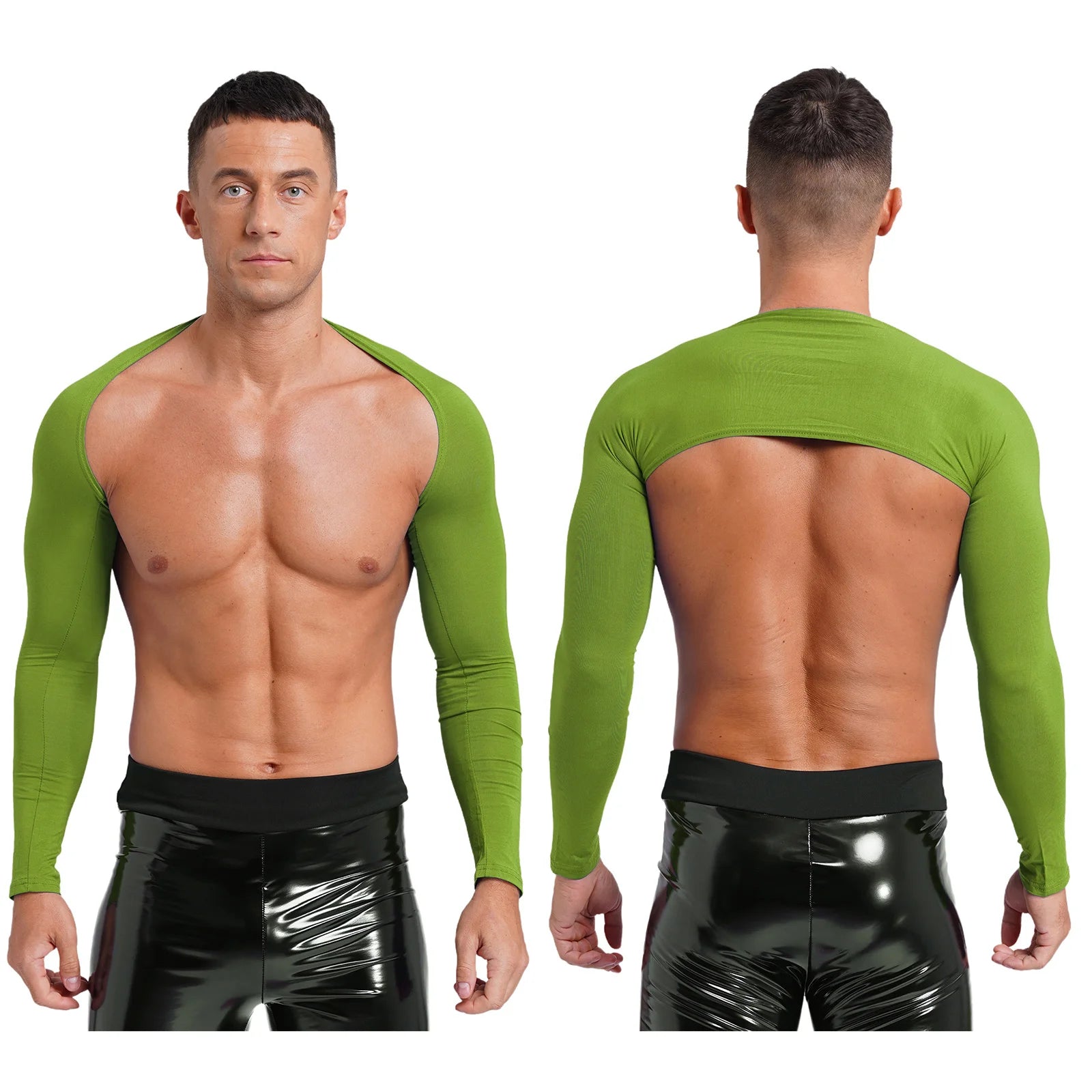 a sexy man in Army Green Night Bus Hookup Shrug - pridevoyageshop.com - gay men's fashion, clubwear, party outfit