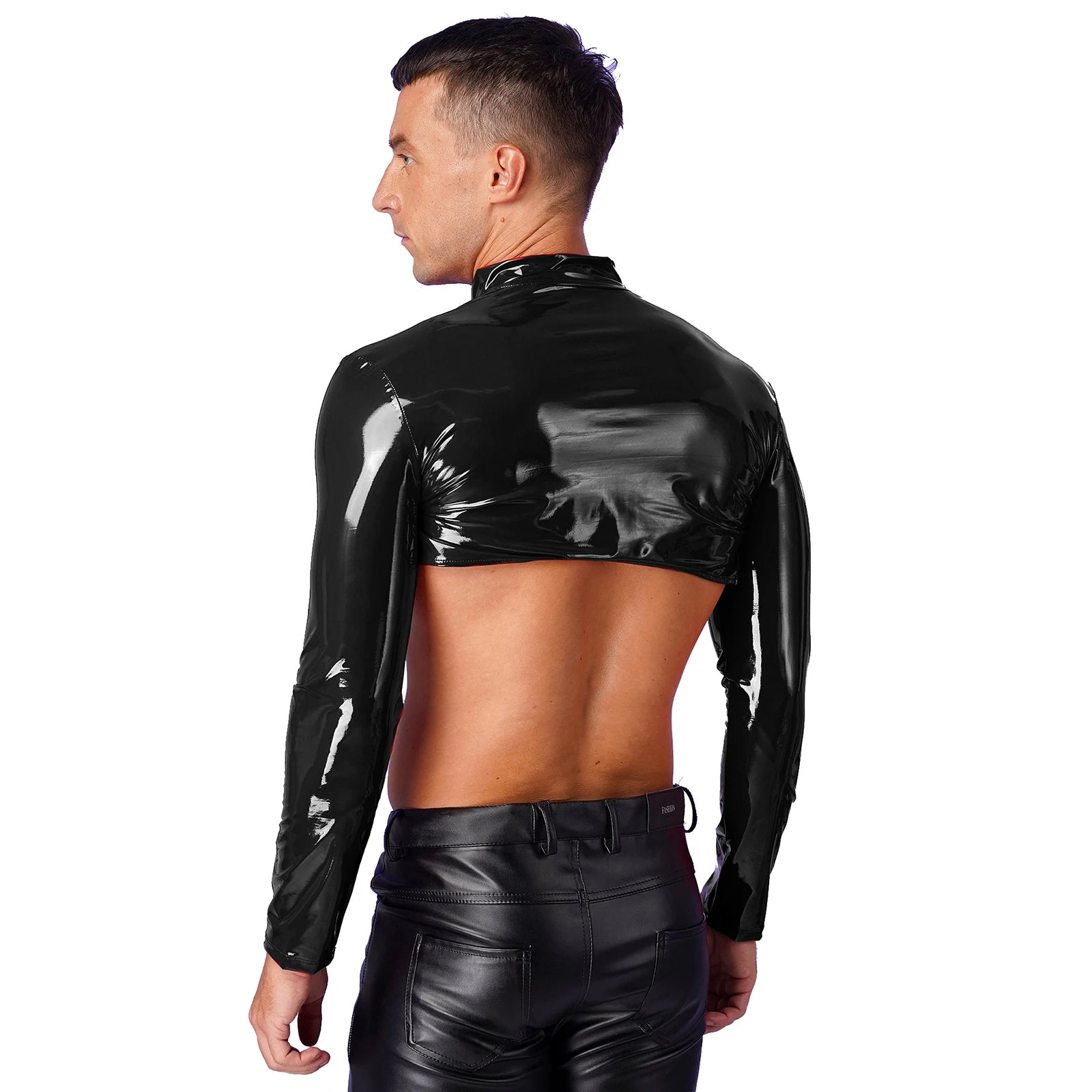 a sexy man in Black Boystown Drama PVC Bolero - pridevoyageshop.com - gay men's fashion, clubwear, party outfit