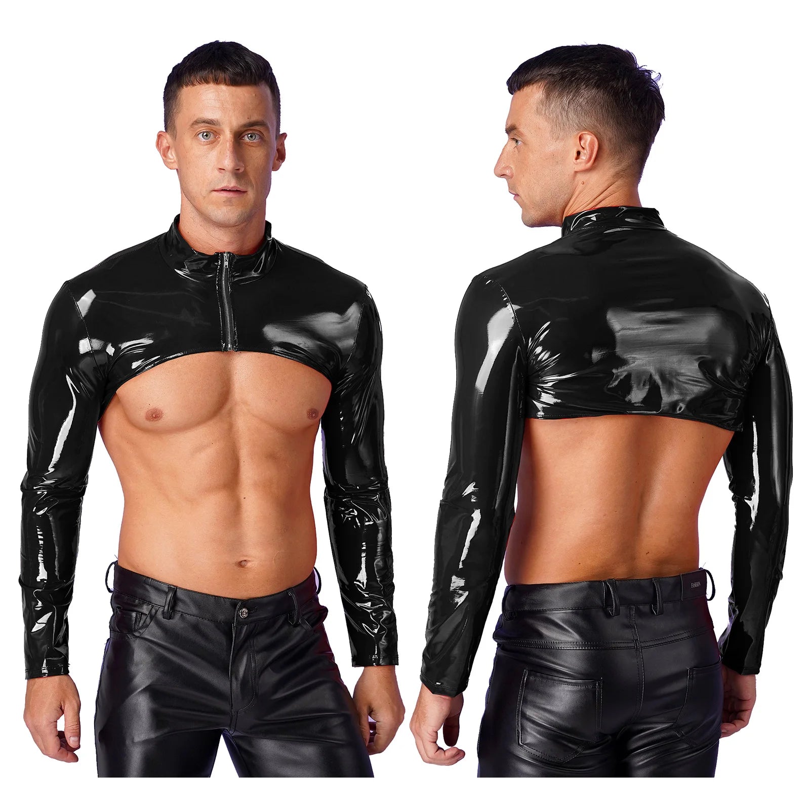 a sexy man in Black Boystown Drama PVC Bolero - pridevoyageshop.com - gay men's fashion, clubwear, party outfit