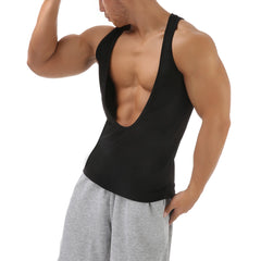 a sexy man in Black Discipline Plunge Tank - pridevoyageshop.com - gay men's fashion, clubwear, party outfit