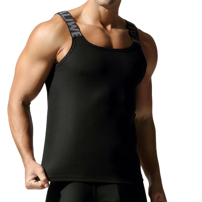 a sexy man in Black Muscle Mary Ribbed Strap Top - pridevoyageshop.com - gay men's fashion, clubwear, party outfit