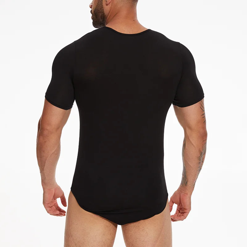 a sexy man in Black No-Talking Bodysuit - pridevoyageshop.com - gay men's lingerie, bodywear, fetish wear
