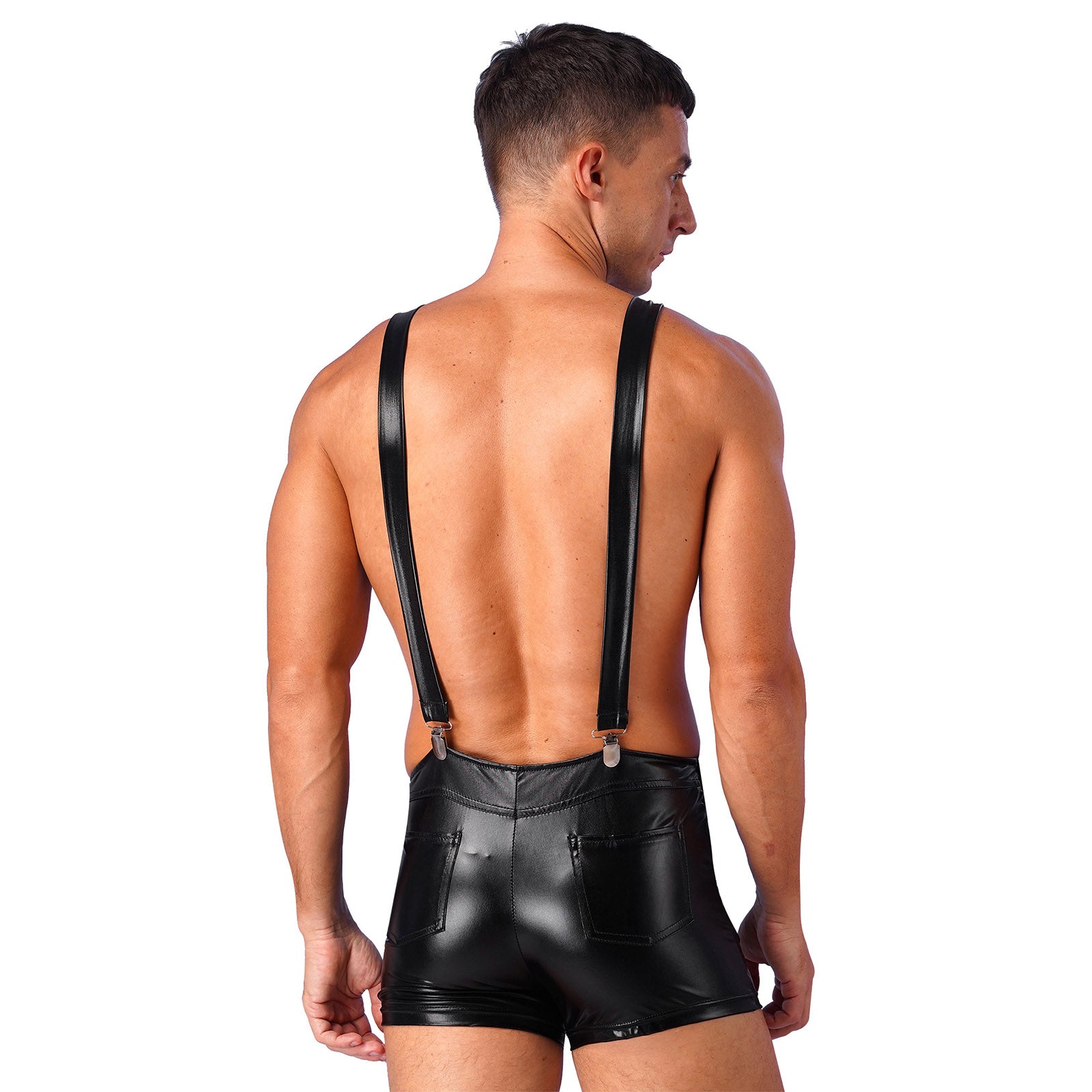 a sexy man in Black P-Town Party Shortalls - pridevoyageshop.com - gay men's fashion, clubwear, party outfit
