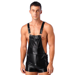a sexy man in Black P-Town Party Shortalls - pridevoyageshop.com - gay men's fashion, clubwear, party outfit
