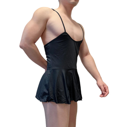 a sexy man in Black Powerplay Sissy Chemise - pridevoyageshop.com - gay men's lingerie, bodywear, fetish wear
