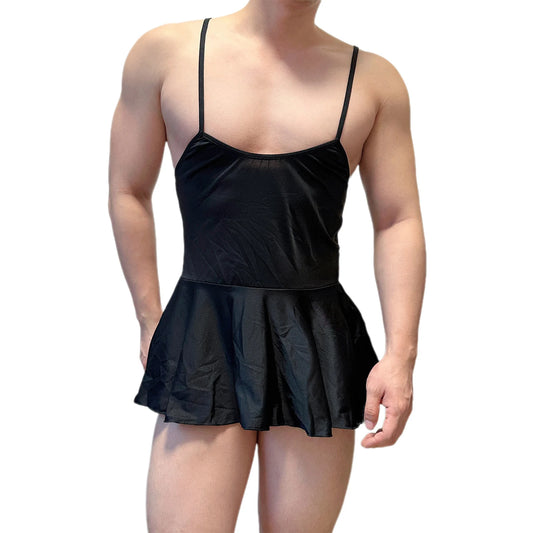 a sexy man in Black Powerplay Sissy Chemise - pridevoyageshop.com - gay men's lingerie, bodywear, fetish wear