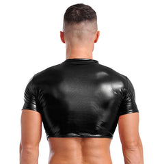 a sexy man in Black Strobe Crop Tee - pridevoyageshop.com - gay men's fashion, clubwear, party outfit