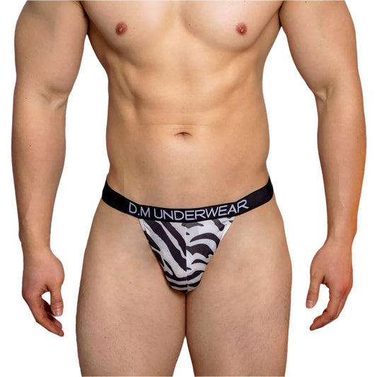 A sexy man in Black Zebra DM Gay Men's Animal Print Thong - pridevoyageshop.com - gay men’s thongs, boxers, briefs and jockstraps