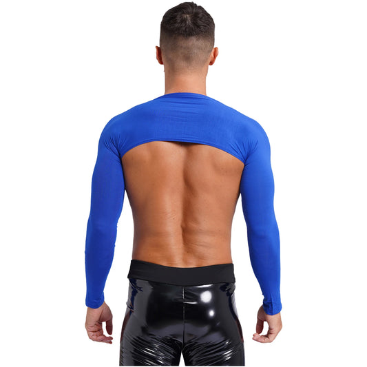 a sexy man in Blue Night Bus Hookup Shrug - pridevoyageshop.com - gay men's fashion, clubwear, party outfit