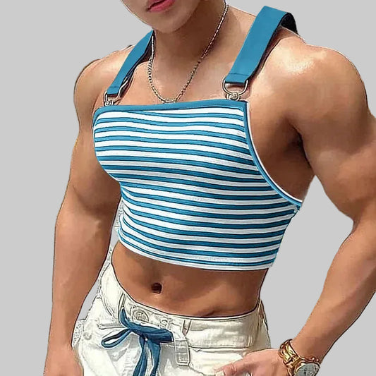 a sexy man in Blue Sailor Flirt Suspender Crop - pridevoyageshop.com - gay men's fashion, clubwear, party outfit