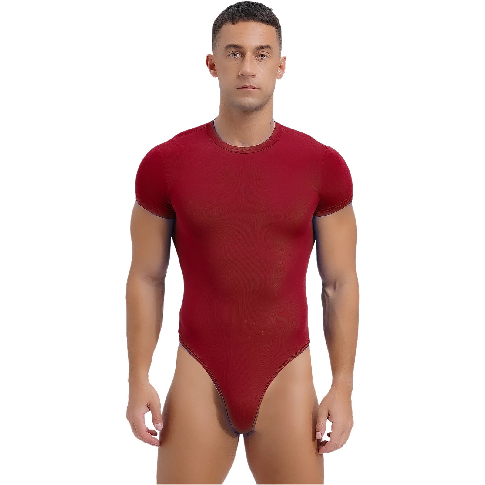 a sexy man in Burgundy Afters Bodysuit - pridevoyageshop.com - gay men's lingerie, bodywear, fetish wear