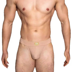 a sexy man in Champagne DM Men’s Ribbed Bulge-Lift Brief - pridevoyageshop.com - gay men’s thongs, boxers, briefs and jockstraps