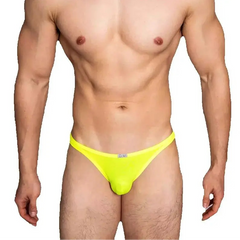 a sexy man in Fluorescent Green DM Men’s “Sissy Skinny” Ice Silk Brief - pridevoyageshop.com - gay men’s thongs, boxers, briefs and jockstraps
