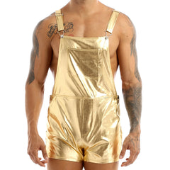 a sexy man in Gold P-Town Party Shortalls - pridevoyageshop.com - gay men's fashion, clubwear, party outfit