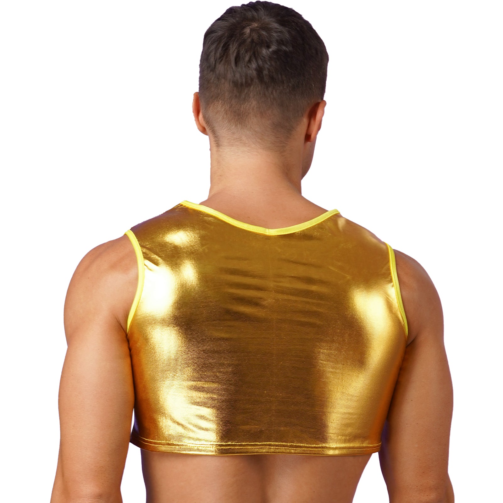 a sexy man in Gold Panic Crop - pridevoyageshop.com - gay men's fashion, clubwear, party outfit