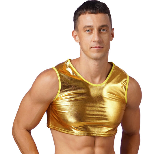 a sexy man in Gold Panic Crop - pridevoyageshop.com - gay men's fashion, clubwear, party outfit