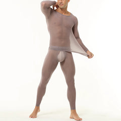 a sexy man in Gray Runway Nude-Illusion Mesh Set - pridevoyageshop.com - gay men's fashion, clubwear, party outfit