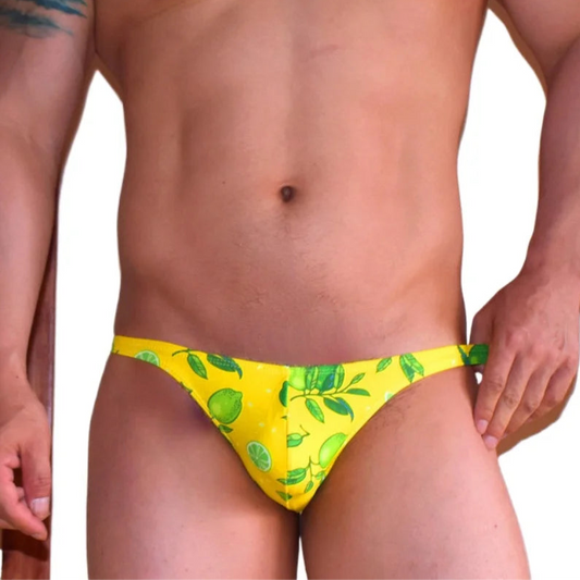 a sexy man in Men’s Citrus Sizzle Swim Bikini Briefs - pridevoyageshop.com - gay men’s sexy swim briefs, trunks, board shorts, and bikinis
