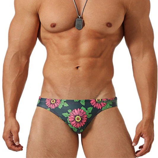 a sexy man in Men’s Daisy Dare Swim Bikini Briefs - pridevoyageshop.com - gay men’s sexy swim briefs, trunks, board shorts, and bikinis