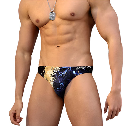 a sexy man in Men’s Hard Marble Swim Briefs - pridevoyageshop.com - gay men’s sexy swim briefs, trunks, board shorts, and bikinis