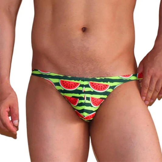 a sexy man in Men’s Juicy Melon Swim Briefs - pridevoyageshop.com - gay men’s sexy swim briefs, trunks, board shorts, and bikinis