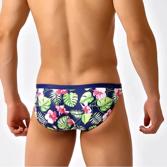 a sexy man in Men’s Secret Garden Swim Briefs - pridevoyageshop.com - gay men’s sexy swim briefs, trunks, board shorts, and bikinis
