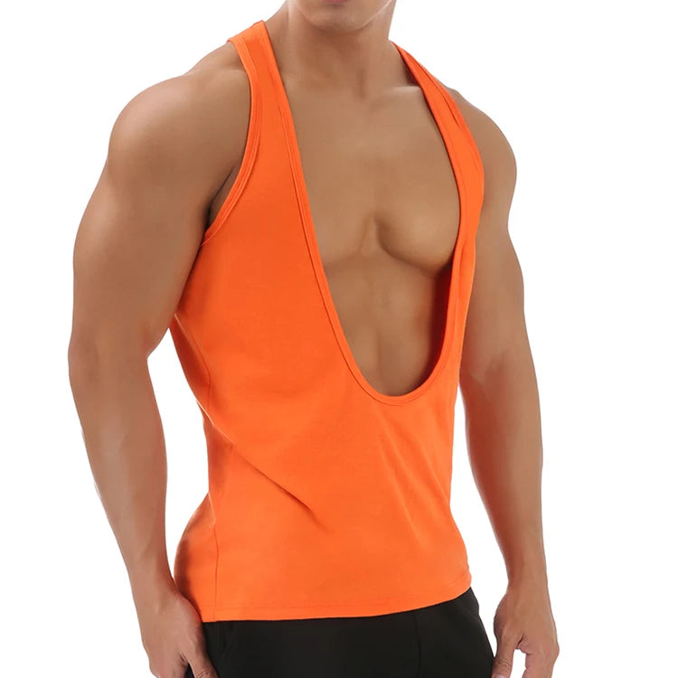 a sexy man in Orange Discipline Plunge Tank - pridevoyageshop.com - gay men's fashion, clubwear, party outfit