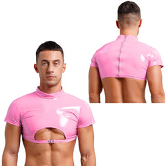 a sexy man in Pink Boy is feeding Vinyl Chest Top - pridevoyageshop.com - gay men's fashion, clubwear, party outfit