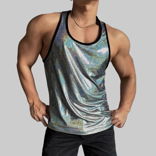 a sexy man in Rainbow Rainbow Crush Shine Tank - pridevoyageshop.com - gay men's fashion, clubwear, party outfit