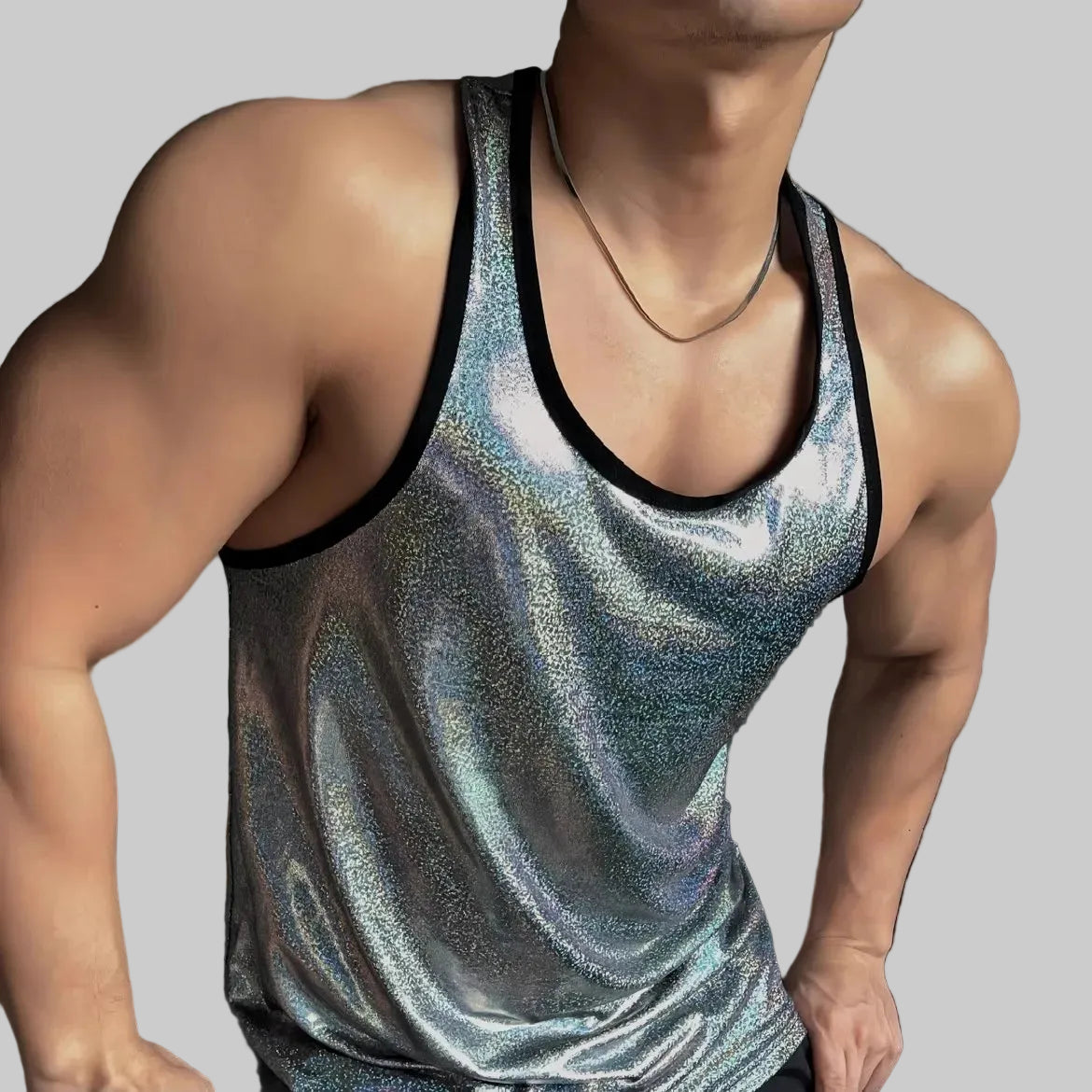 a sexy man in Rainbow Rainbow Crush Shine Tank - pridevoyageshop.com - gay men's fashion, clubwear, party outfit