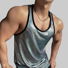 a sexy man in Rainbow Rainbow Crush Shine Tank - pridevoyageshop.com - gay men's fashion, clubwear, party outfit