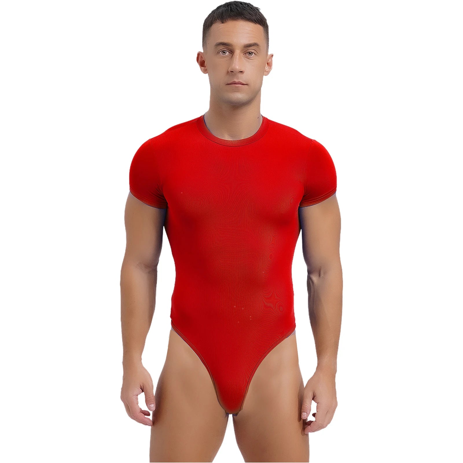 a sexy man in Red Afters Bodysuit - pridevoyageshop.com - gay men's lingerie, bodywear, fetish wear